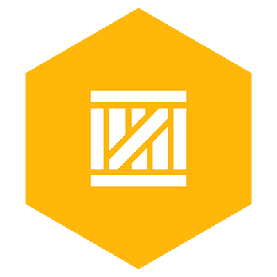 Crating service icon on yellow background