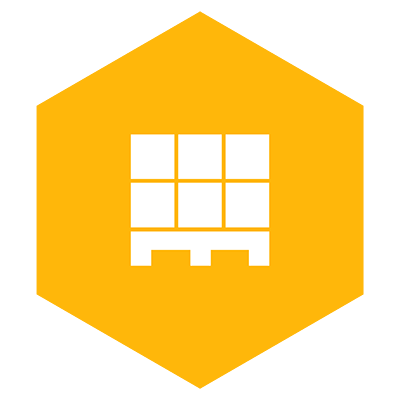 Palletizing icon on yellow background