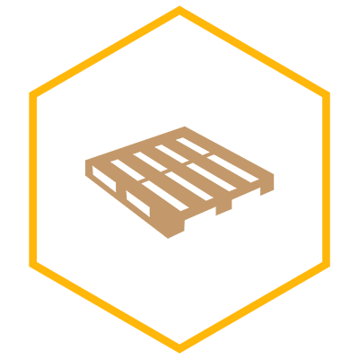 Pallet symbol in a hexagon border box