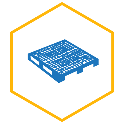 Plastic Pallet Icon in a hexagon border